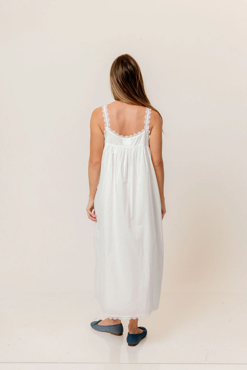 Reese 100% Cotton House Dress in Ivory - Bump Friendly - Image 8