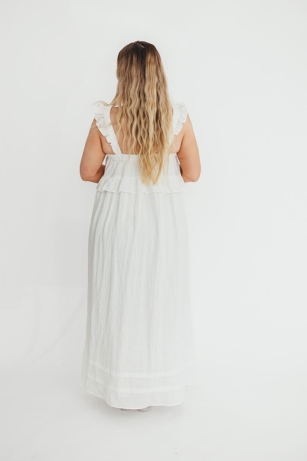 Lelah 100% Linen Maxi Dress in Off-White - Bump Friendly - Image 31
