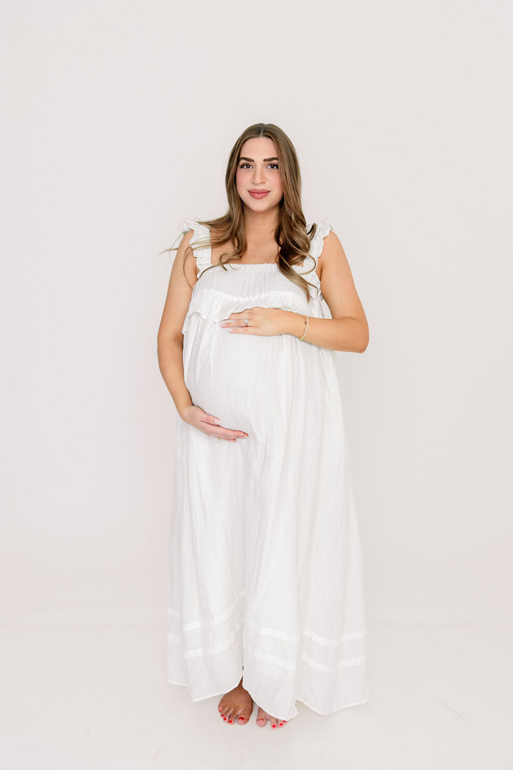 Lelah 100% Linen Maxi Dress in Off-White - Bump Friendly - Image 47