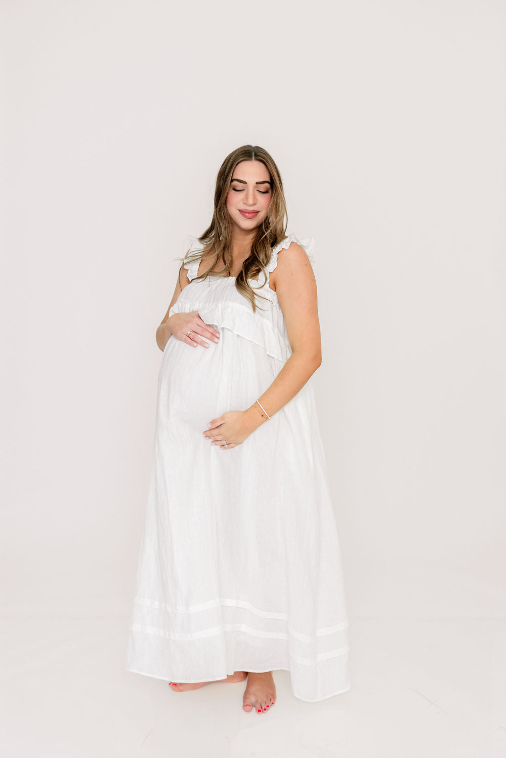 Lelah 100% Linen Maxi Dress in Off-White - Bump Friendly - Image 48