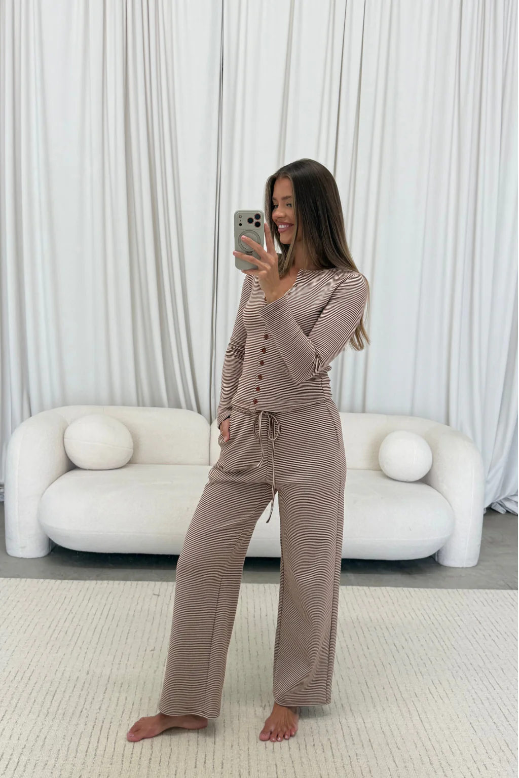 Leo Striped Lounge Set in Brown - Image 6