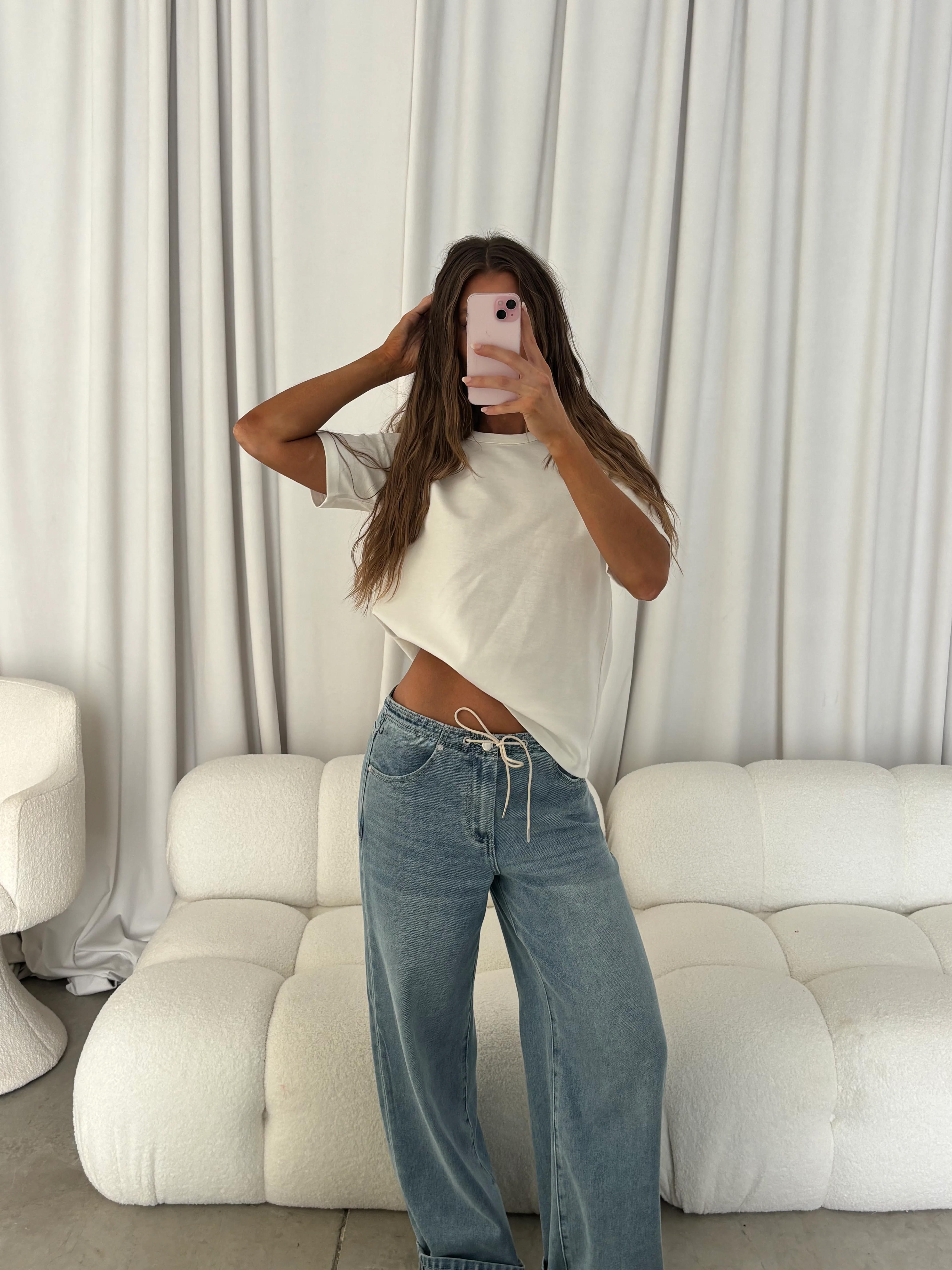 Lia Drawstring Wide Leg Pants in Blue Bell - Image 4