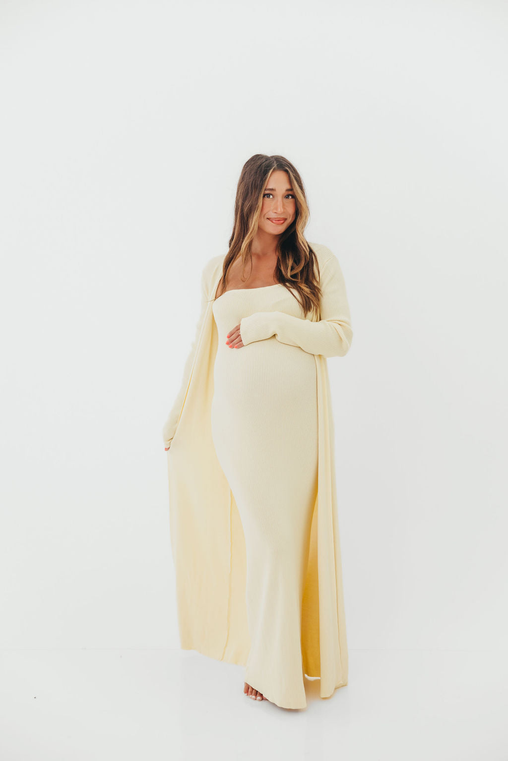 Lina Two Piece Dress Set in Butter Yellow - Bump Friendly - Image 17