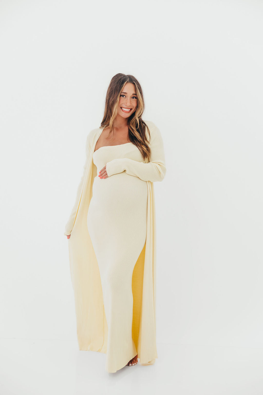 Lina Two Piece Dress Set in Butter Yellow - Bump Friendly - Image 5