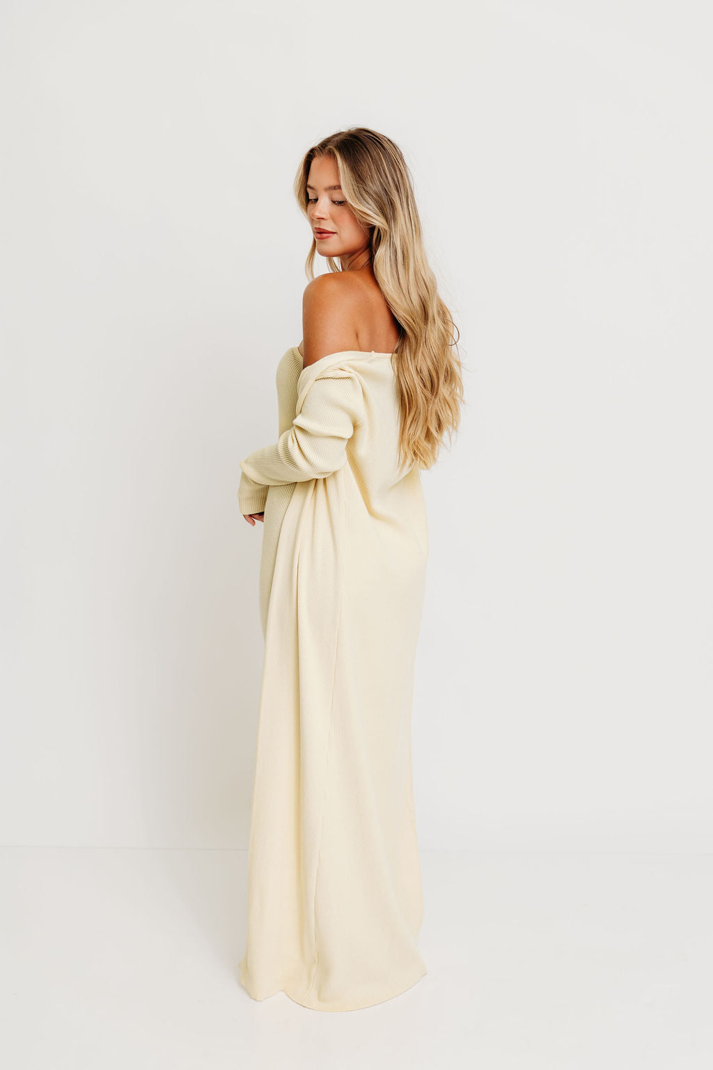 Lina Two Piece Dress Set in Butter Yellow - Bump Friendly - Image 9