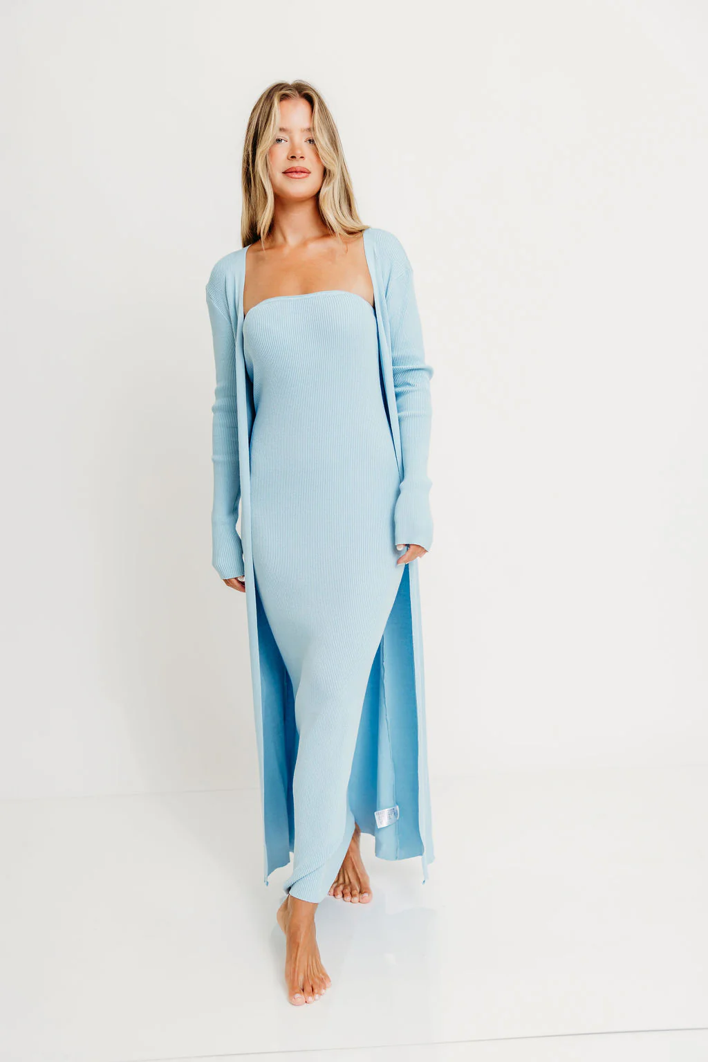 Lina Two Piece Dress Set in Dusty Blue - Bump Friendly - Image 12