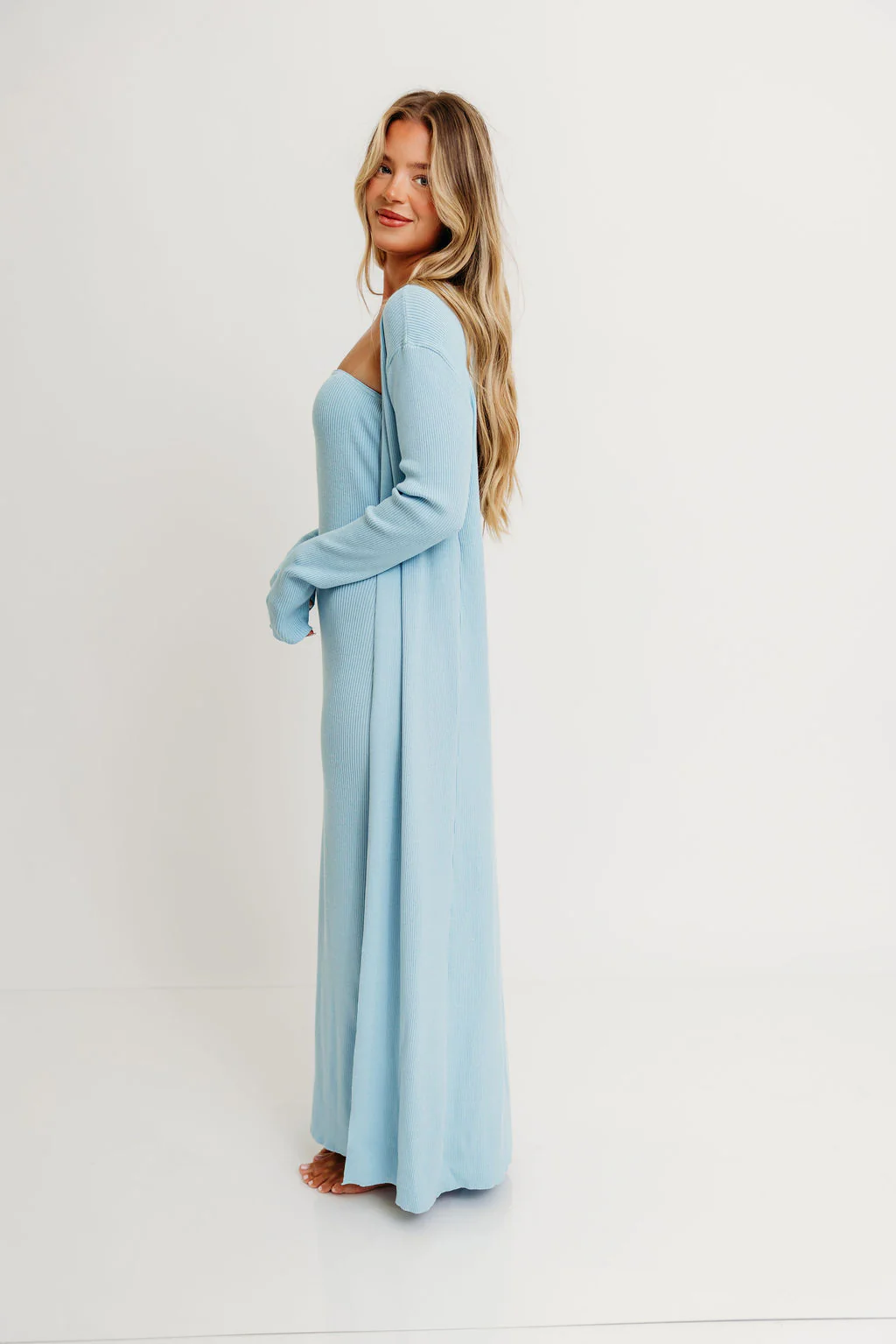 Lina Two Piece Dress Set in Dusty Blue - Bump Friendly - Image 13