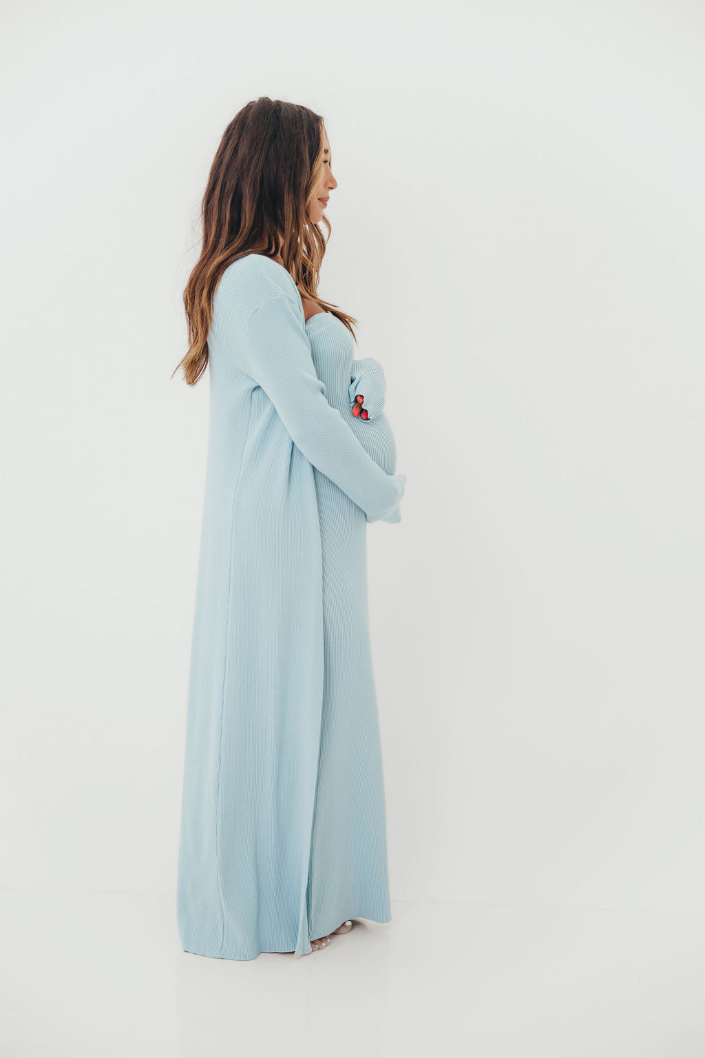 Lina Two Piece Dress Set in Dusty Blue - Bump Friendly - Image 6
