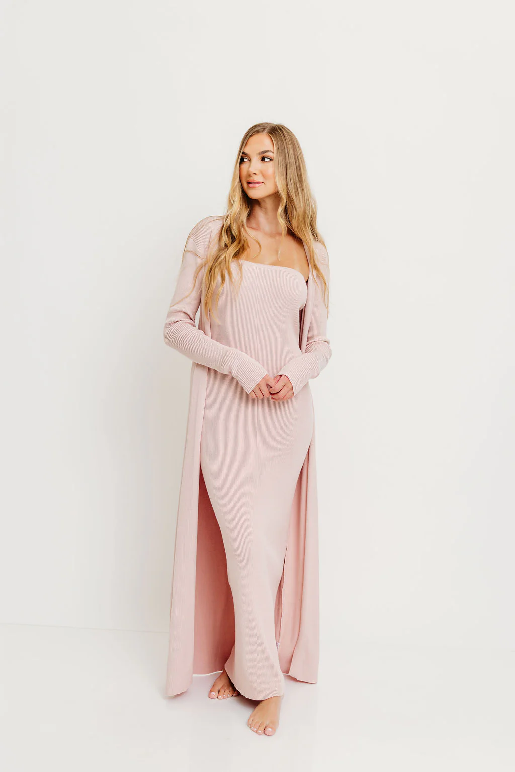 Lina Two Piece Dress Set in Dusty Blush - Bump Friendly - Image 10