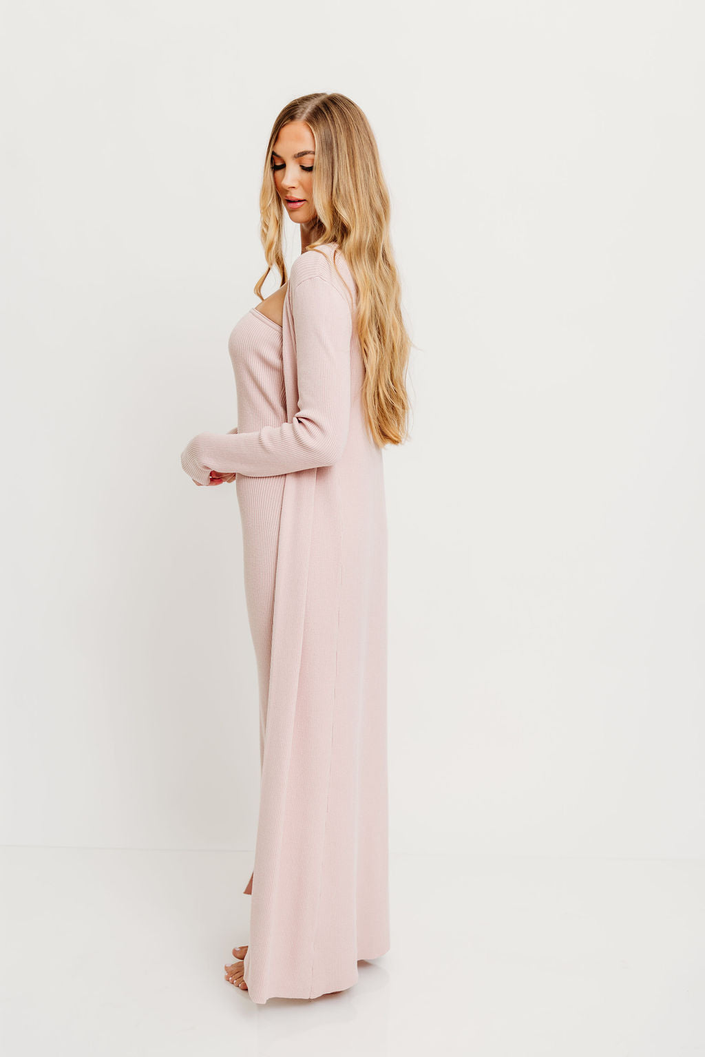 Lina Two Piece Dress Set in Dusty Blush - Bump Friendly - Image 11