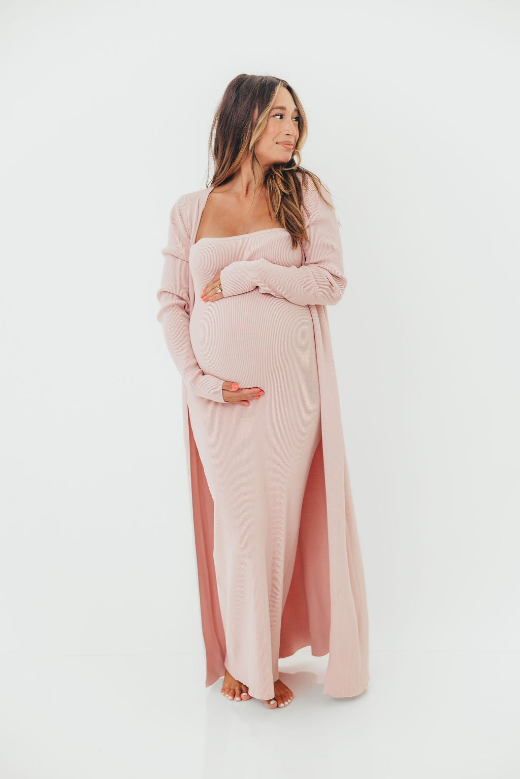Lina Two Piece Dress Set in Dusty Blush - Bump Friendly - Image 18
