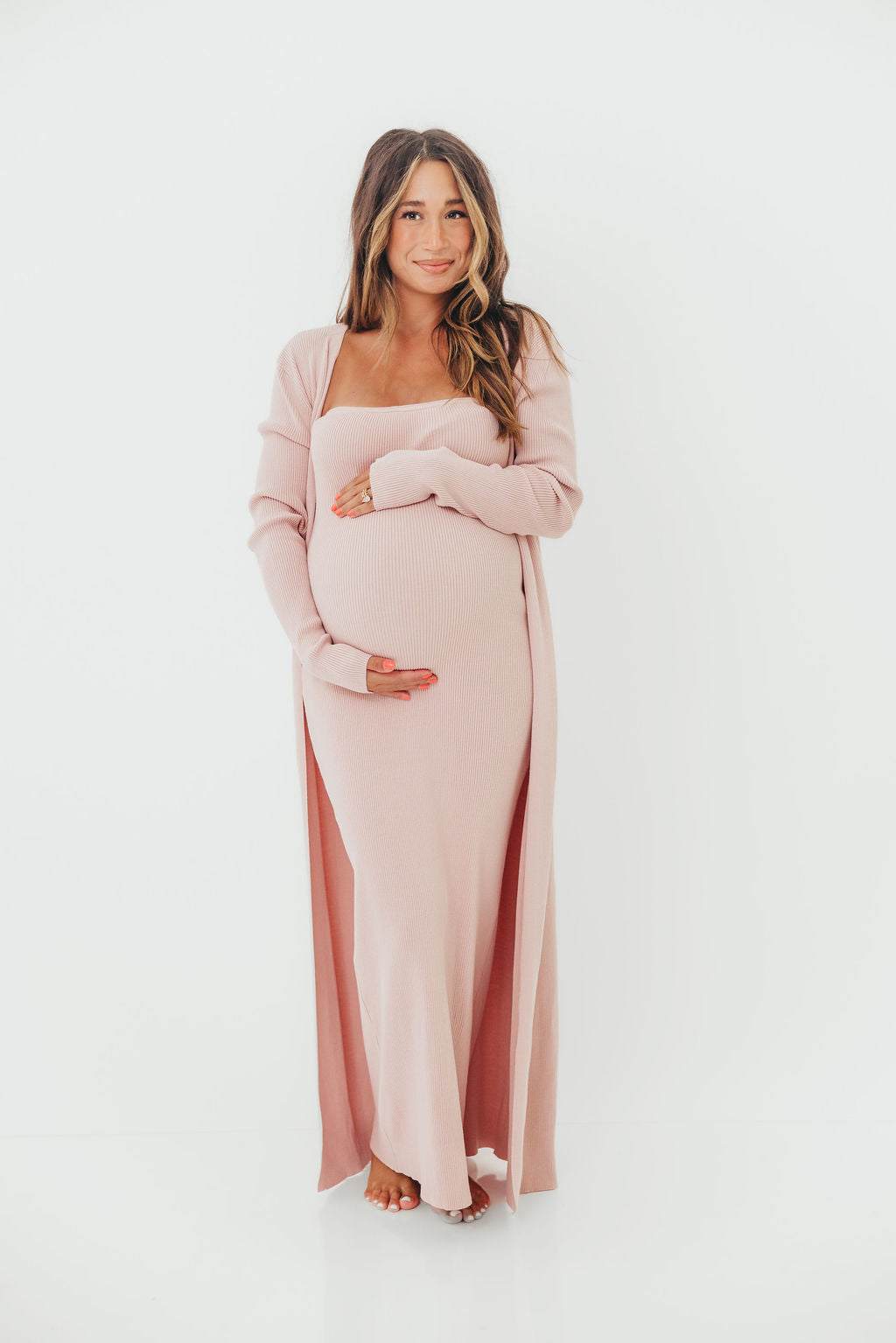 Lina Two Piece Dress Set in Dusty Blush - Bump Friendly - Image 19