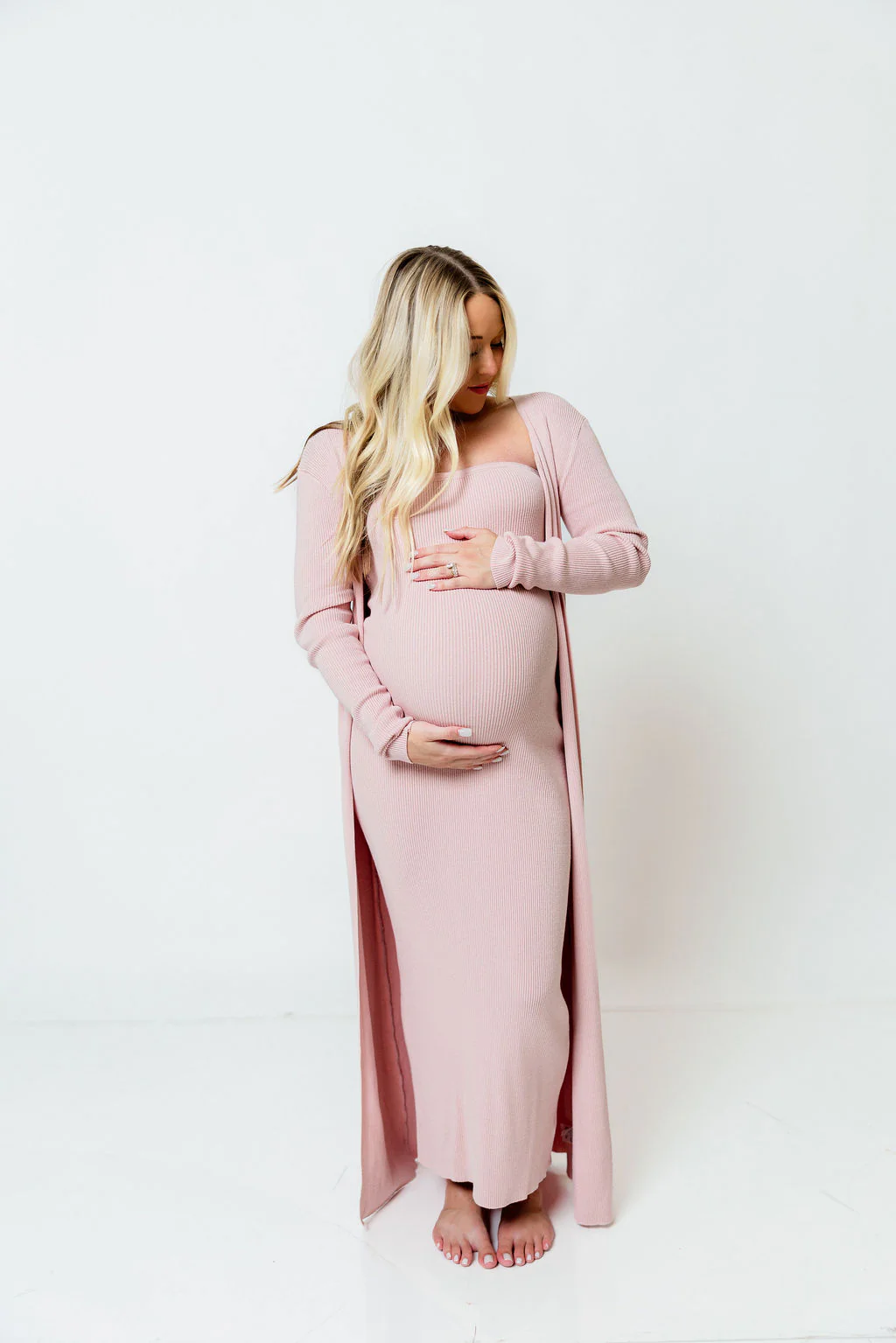 Lina Two Piece Dress Set in Dusty Blush - Bump Friendly - Image 23