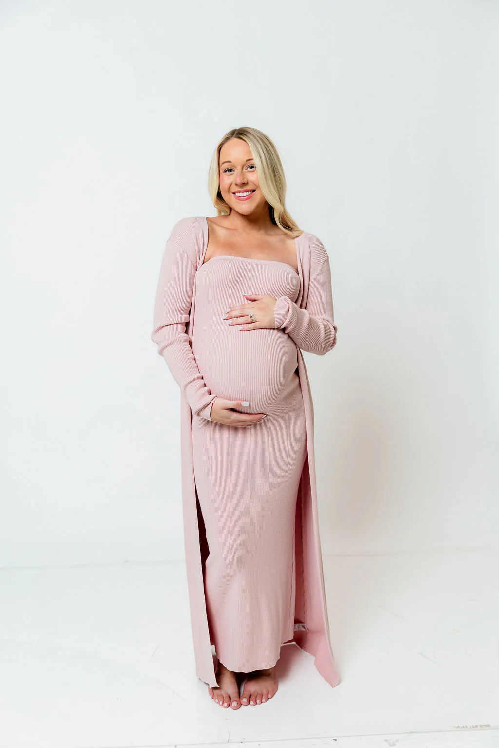 Lina Two Piece Dress Set in Dusty Blush - Bump Friendly - Image 24
