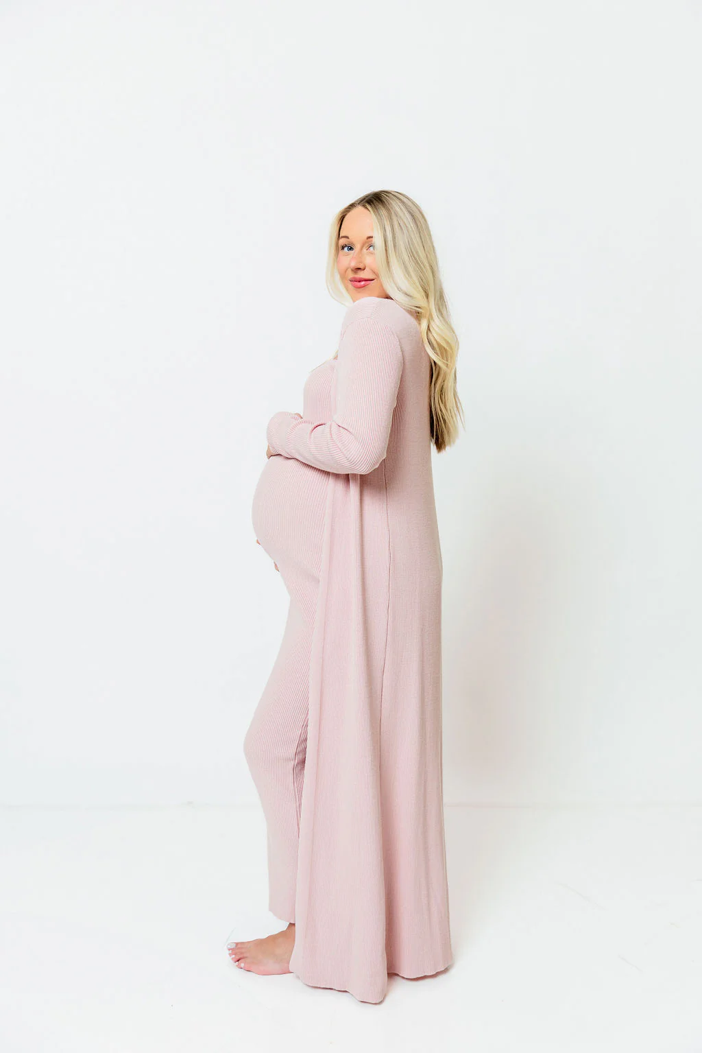 Lina Two Piece Dress Set in Dusty Blush - Bump Friendly - Image 25
