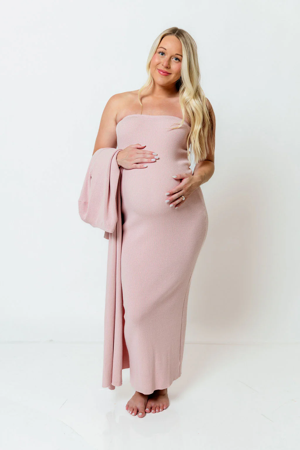 Lina Two Piece Dress Set in Dusty Blush - Bump Friendly - Image 29