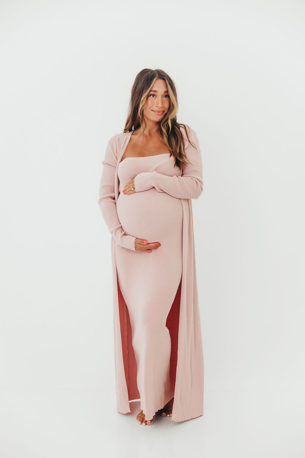 Lina Two Piece Dress Set in Dusty Blush - Bump Friendly - Image 3