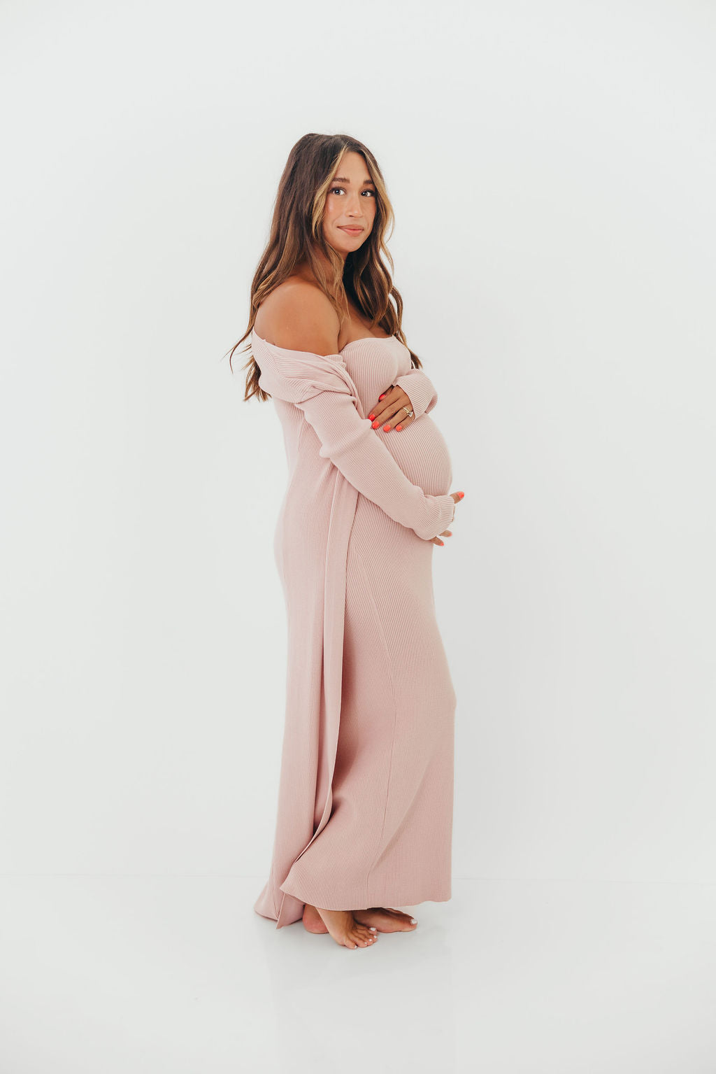 Lina Two Piece Dress Set in Dusty Blush - Bump Friendly - Image 4