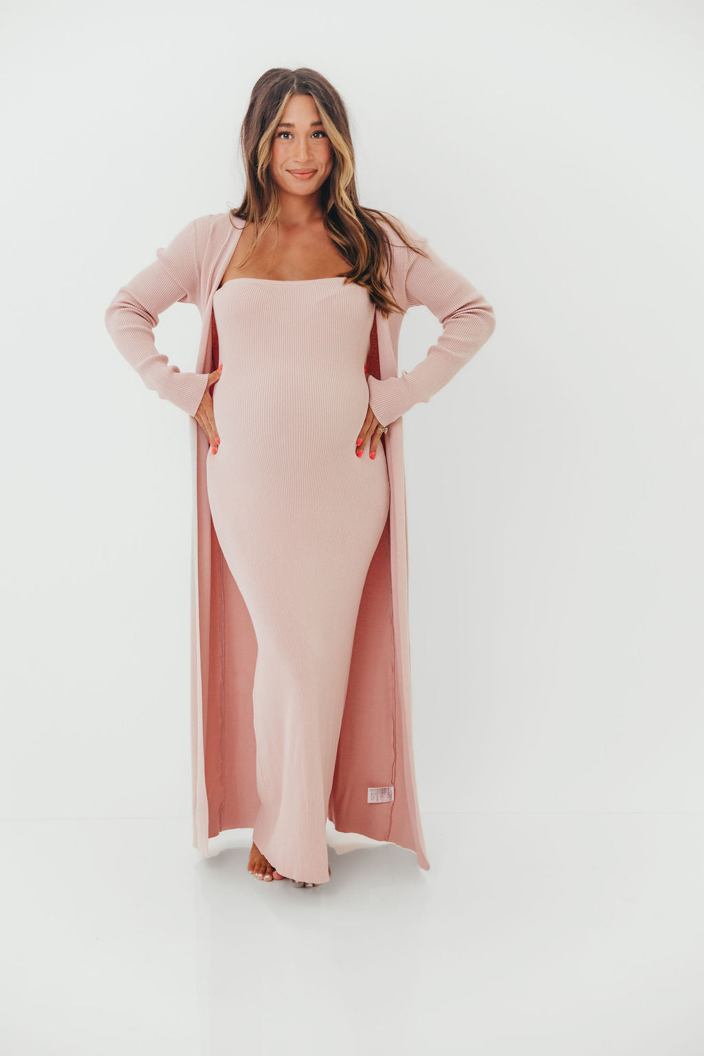 Lina Two Piece Dress Set in Dusty Blush - Bump Friendly - Image 5