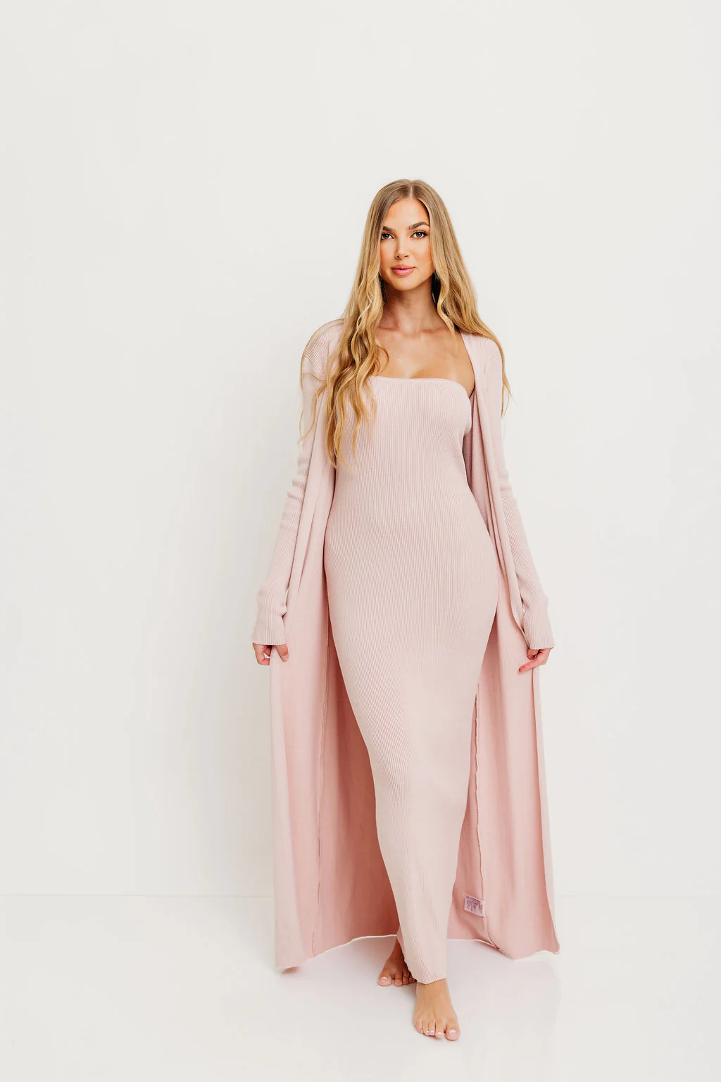 Lina Two Piece Dress Set in Dusty Blush - Bump Friendly - Image 6