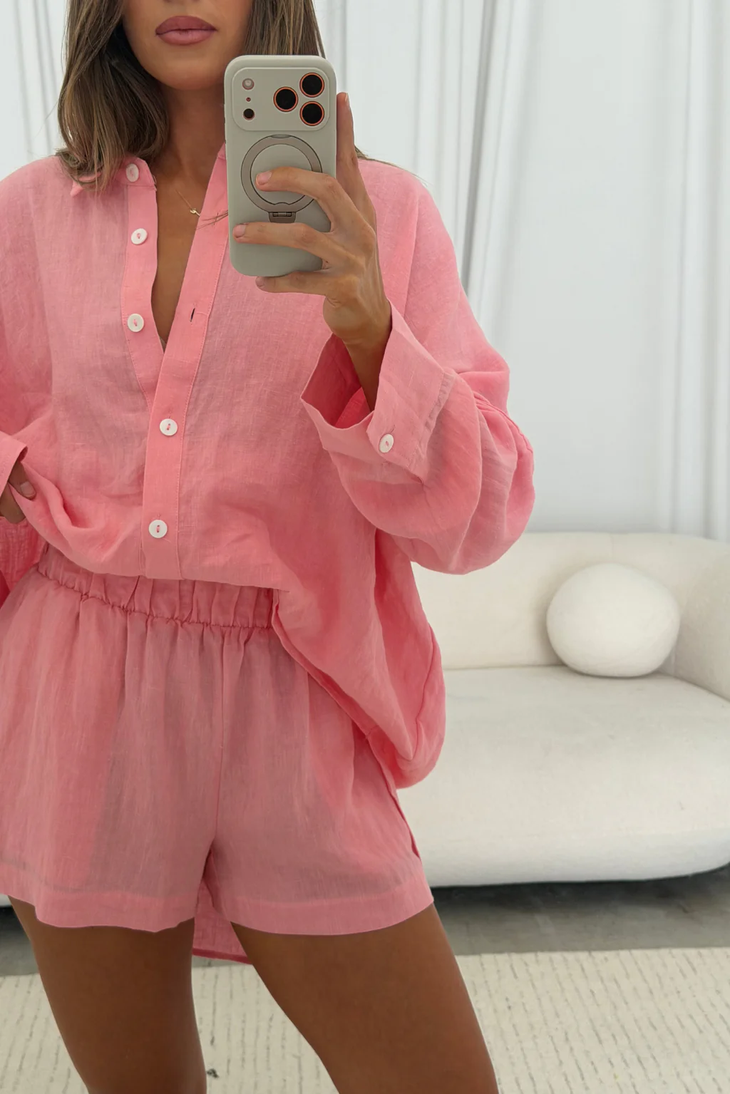 Lee 100% Linen Shorts in Bubble Gum