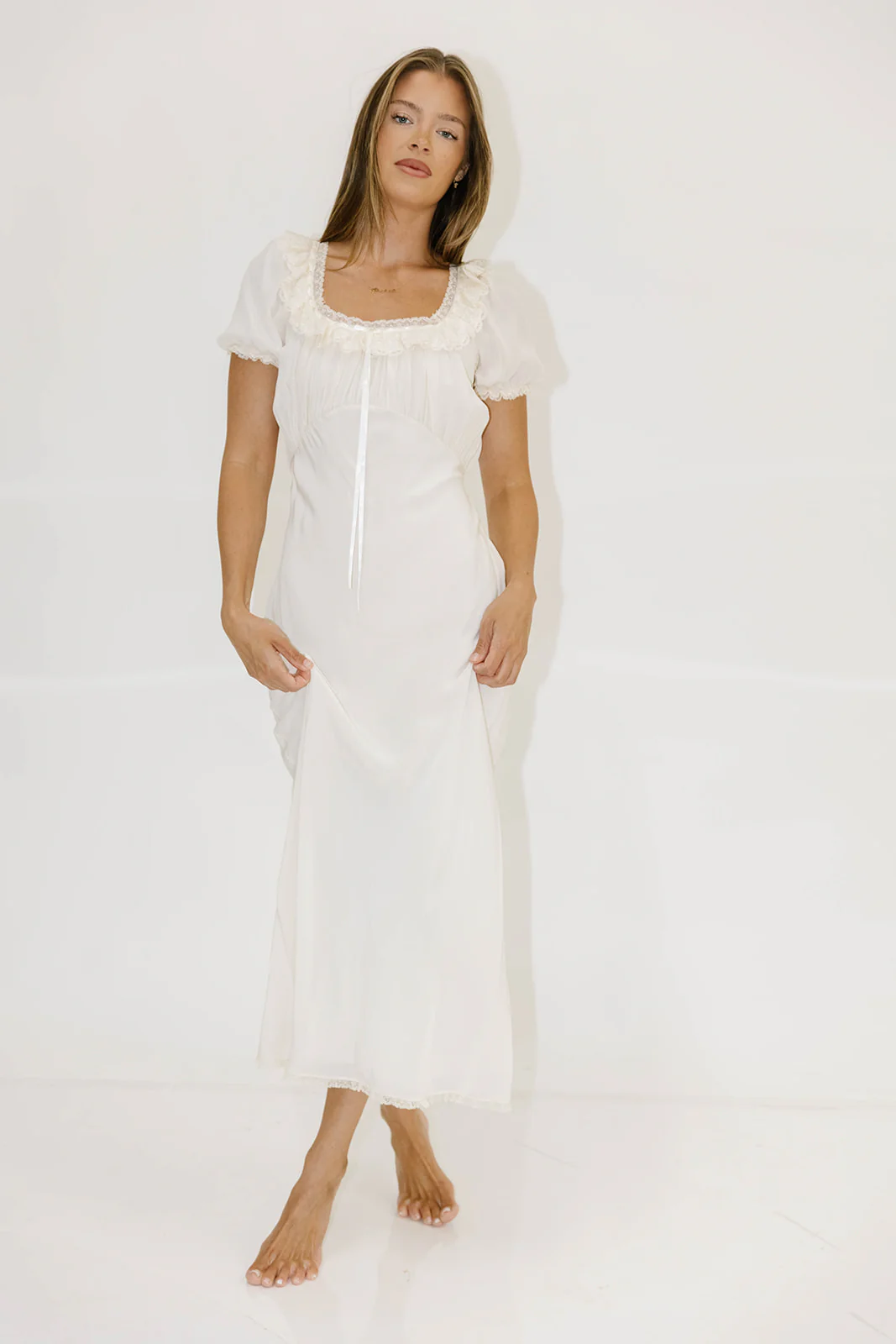 Little House Midi Dress in Cream - Image 14