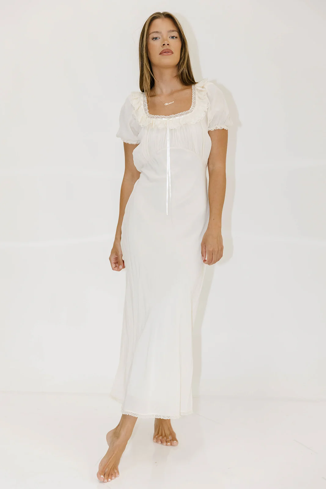 Little House Midi Dress in Cream - Image 15