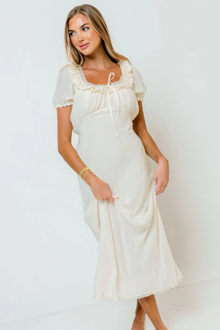 Little House Midi Dress in Cream - Image 7