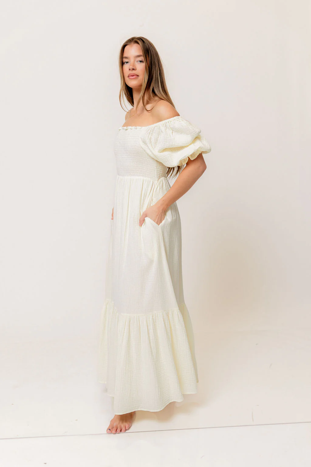 Modest Liv 100% Cotton Maxi Dress in Cream - Bump Friendly - Image 10