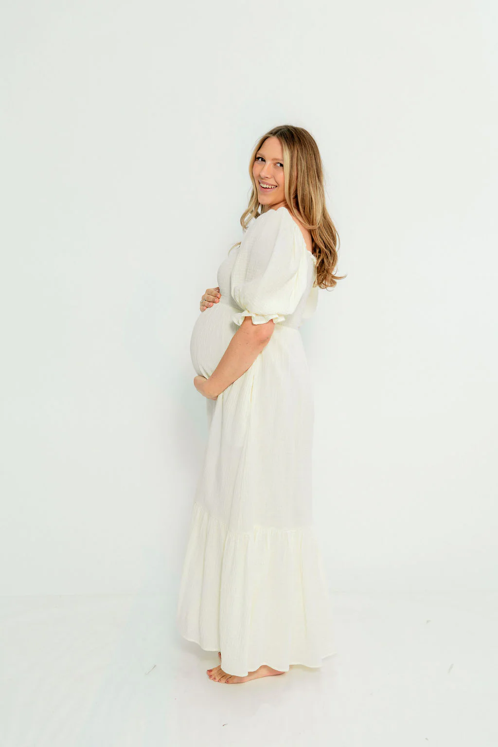 Modest Liv 100% Cotton Maxi Dress in Cream - Bump Friendly - Image 13