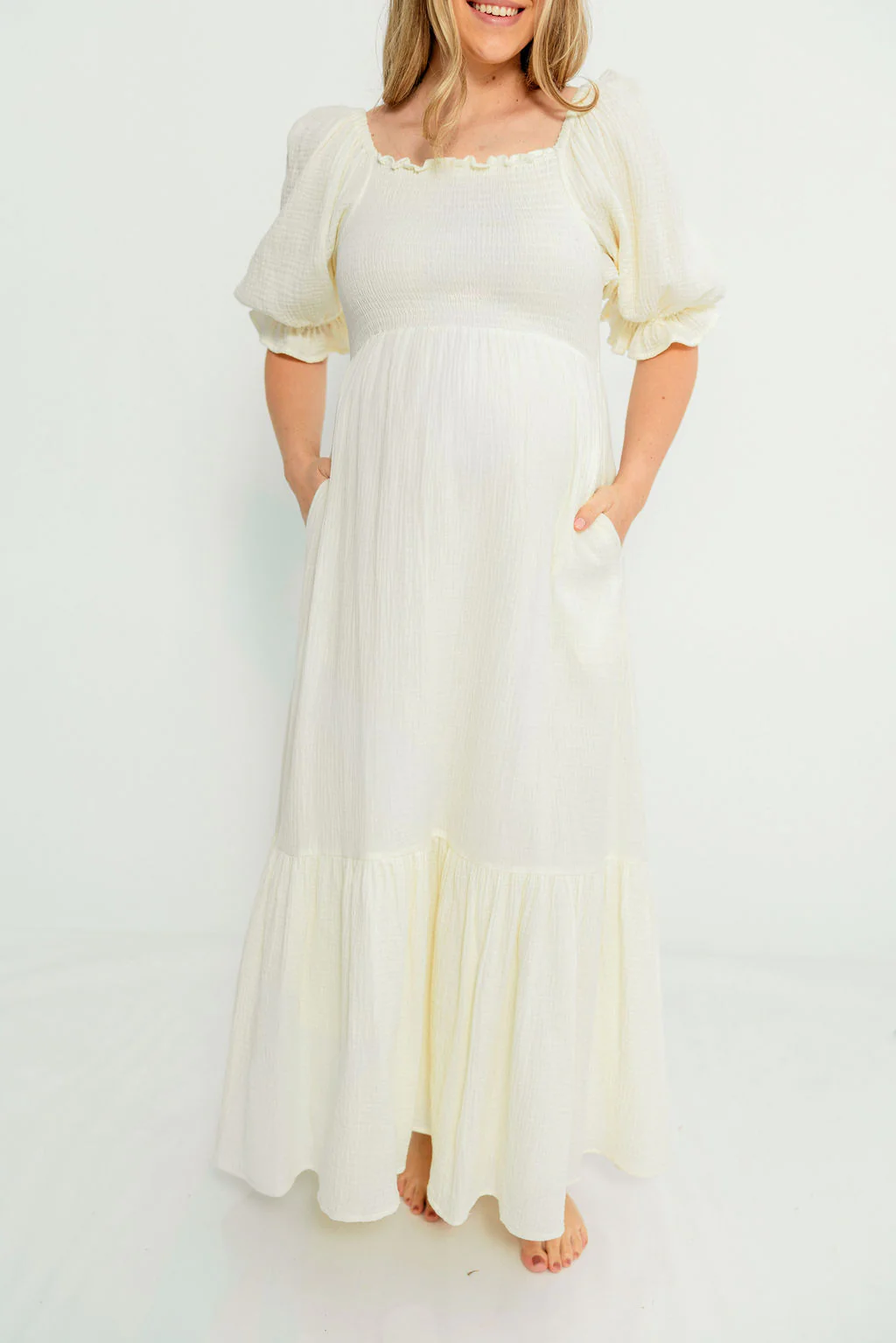 Modest Liv 100% Cotton Maxi Dress in Cream - Bump Friendly - Image 14