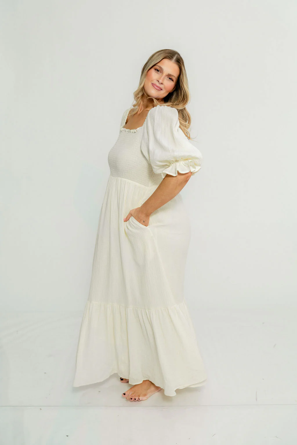 Modest Liv 100% Cotton Maxi Dress in Cream - Bump Friendly - Image 19