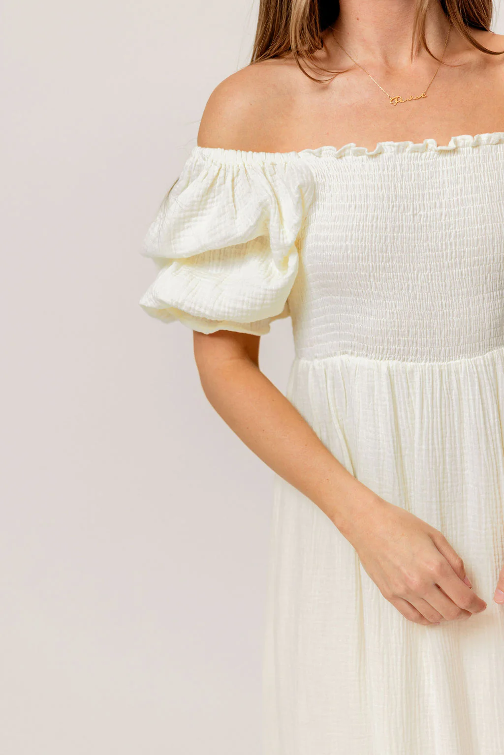 Modest Liv 100% Cotton Maxi Dress in Cream - Bump Friendly - Image 9