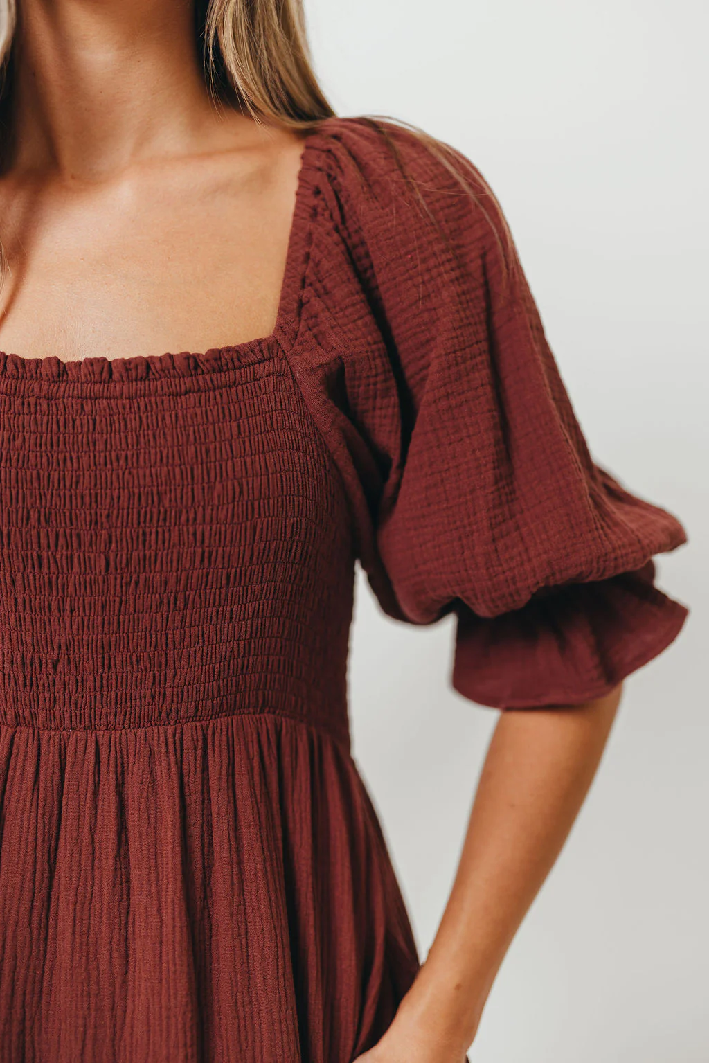Livvy 100% Cotton Maxi Dress in Rust Brown - Bump Friendly - Image 5