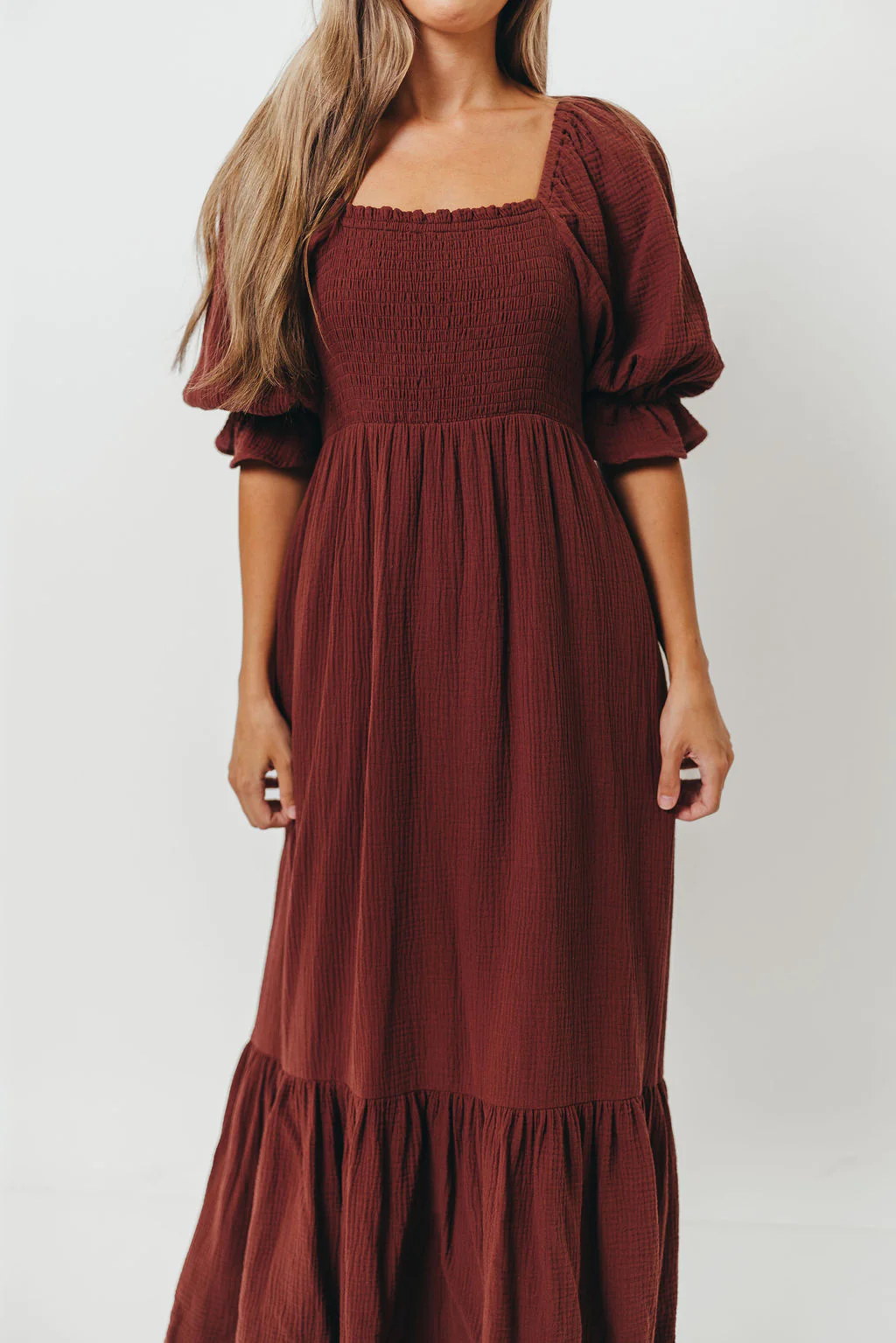 Livvy 100% Cotton Maxi Dress in Rust Brown - Bump Friendly - Image 7
