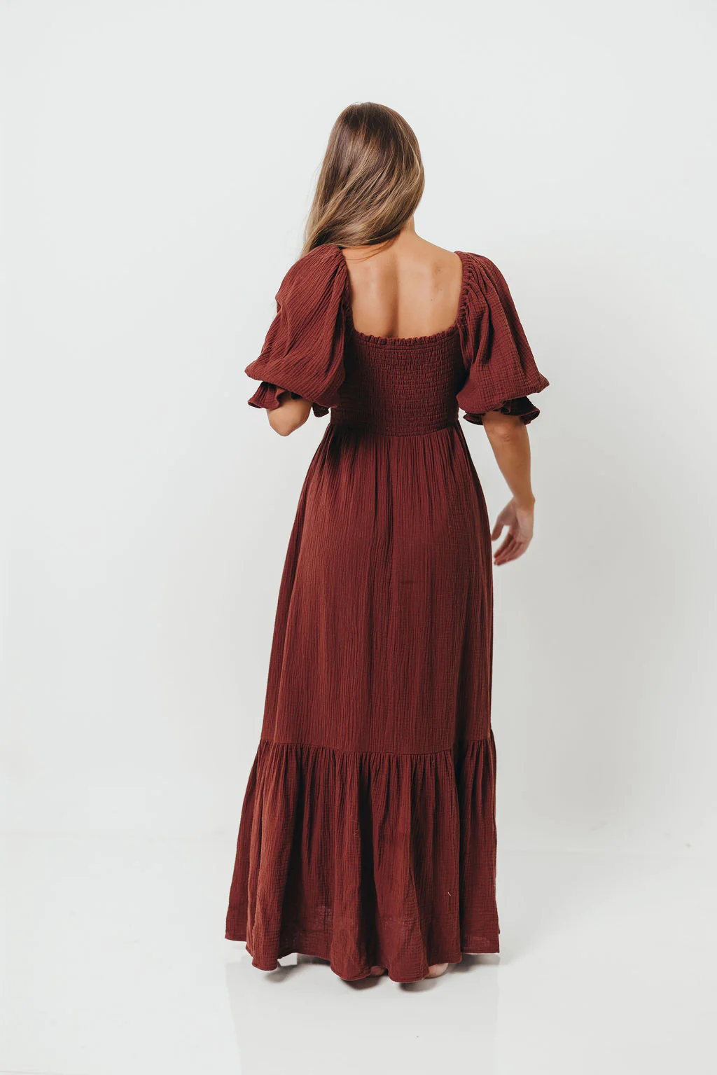Livvy 100% Cotton Maxi Dress in Rust Brown - Bump Friendly - Image 9