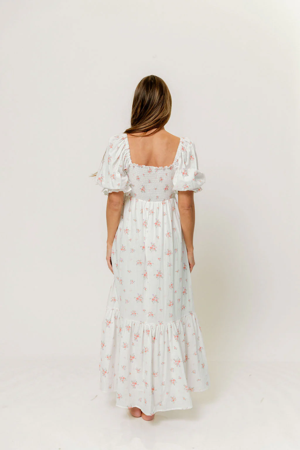 Livvy 100% Cotton Dress in Off White/Pink Floral (Fully Lined) -Bump Friendly - Image 5