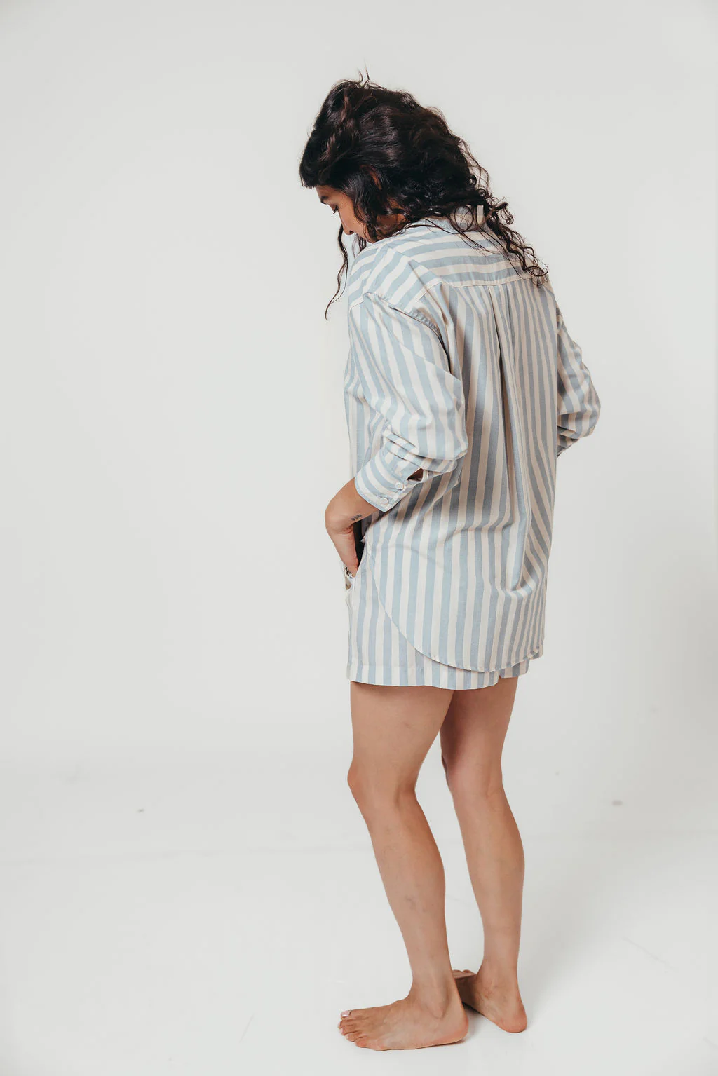Callahan Striped Shorts in Dusty Blue - Image 8