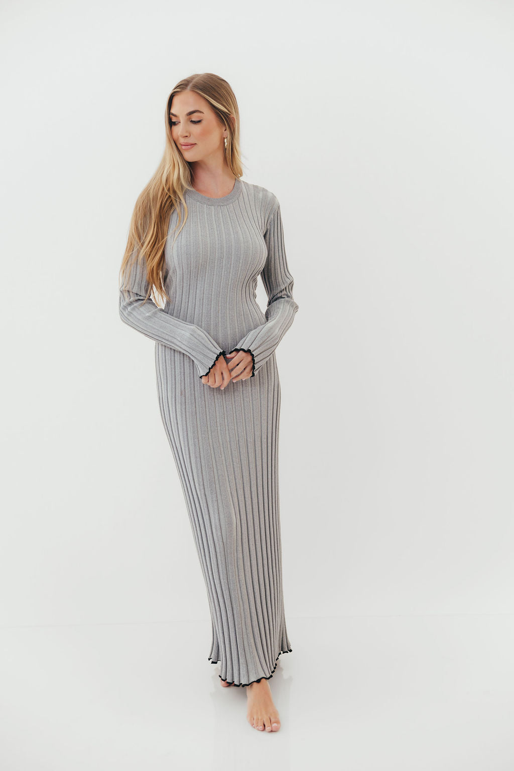Bentley Dress Heather Gray Black Trim - Image 4
