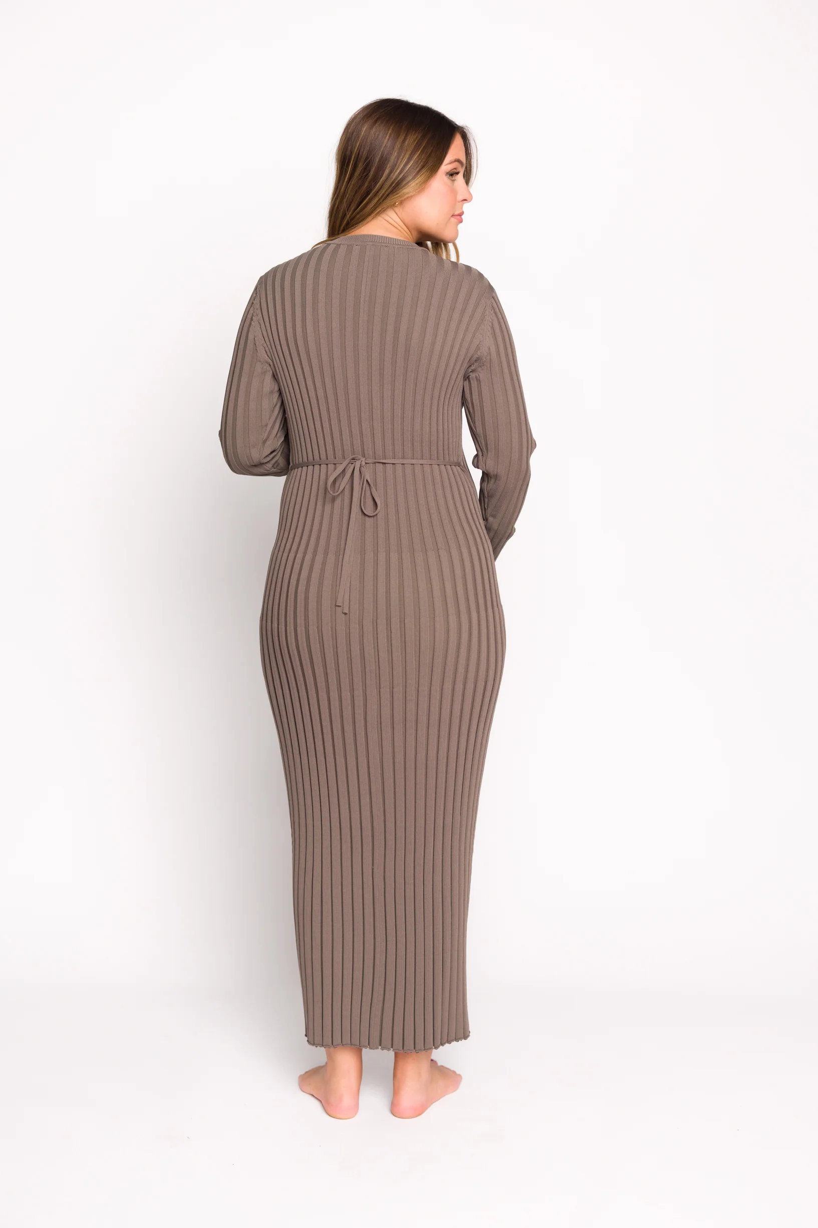 Colette Premium Long Sleeved Ribbed Knit Maxi Dress in Slate - Bump Friendly *Final Sale* - Image 11