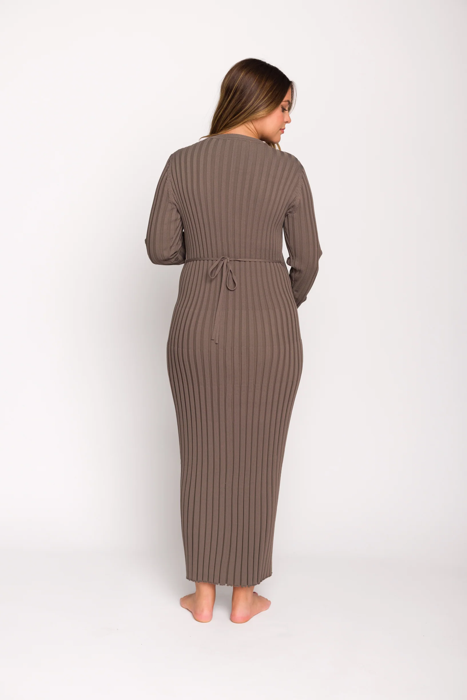 Colette Premium Long Sleeved Ribbed Knit Maxi Dress in Slate - Bump Friendly *Final Sale* - Image 12