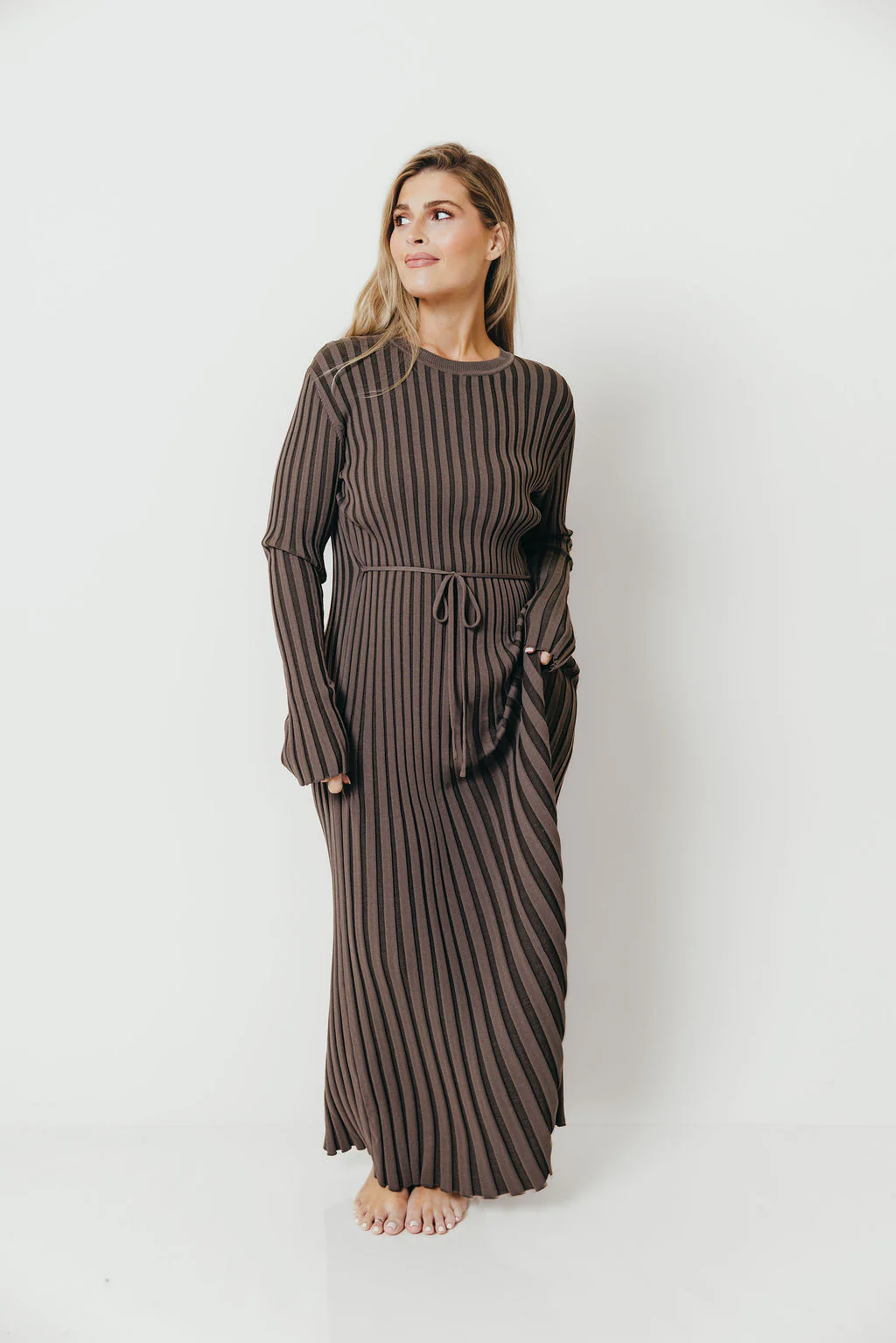 Colette Premium Long Sleeved Ribbed Knit Maxi Dress in Slate - Bump Friendly *Final Sale* - Image 14