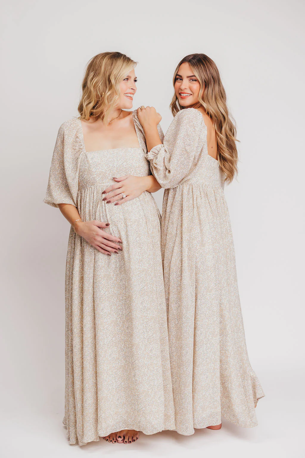 Mona 'Love Story' Maxi Dress in Beige - Bump Friendly and Inclusive Sizing - Image 11