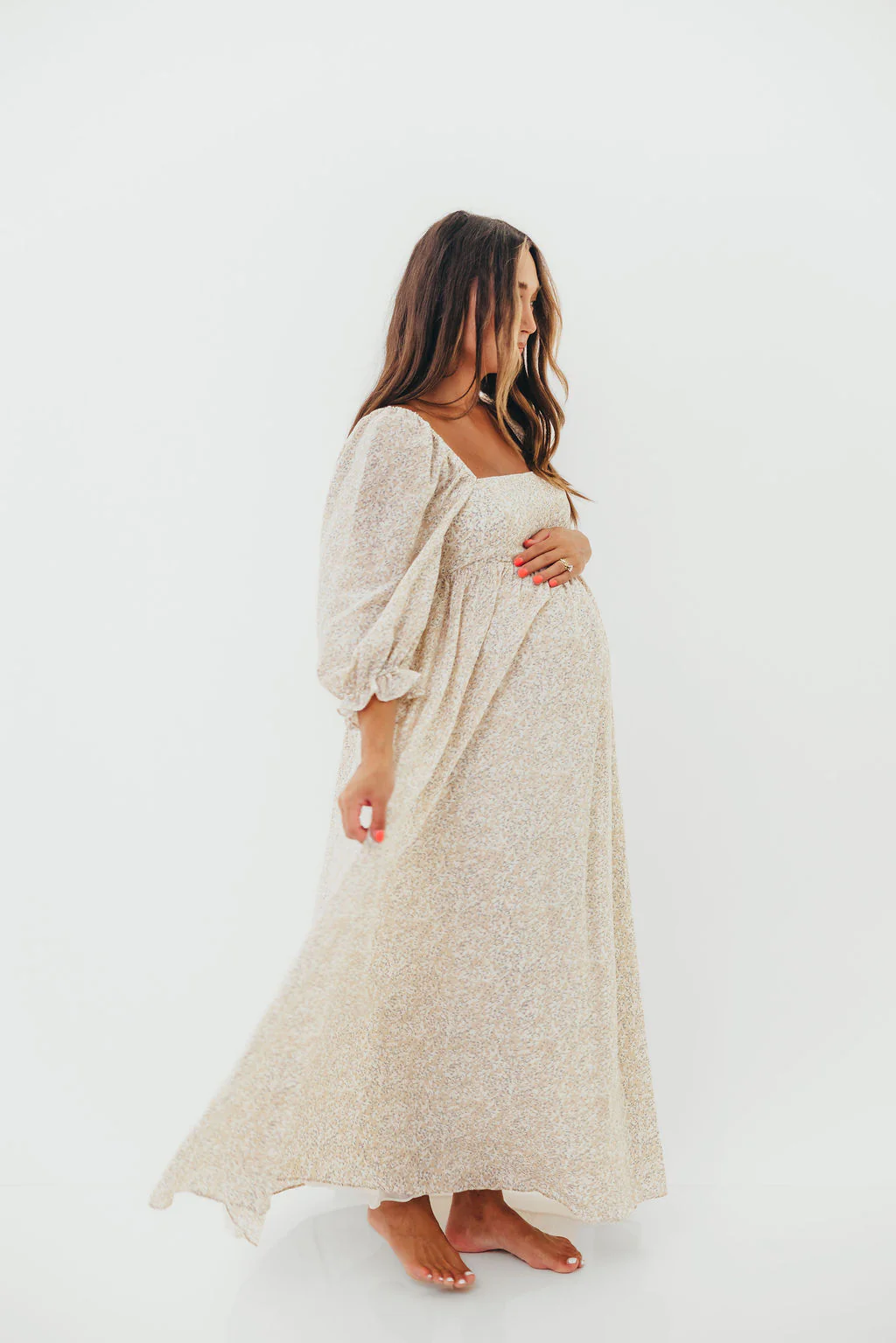 Mona 'Love Story' Maxi Dress in Beige - Bump Friendly and Inclusive Sizing - Image 18