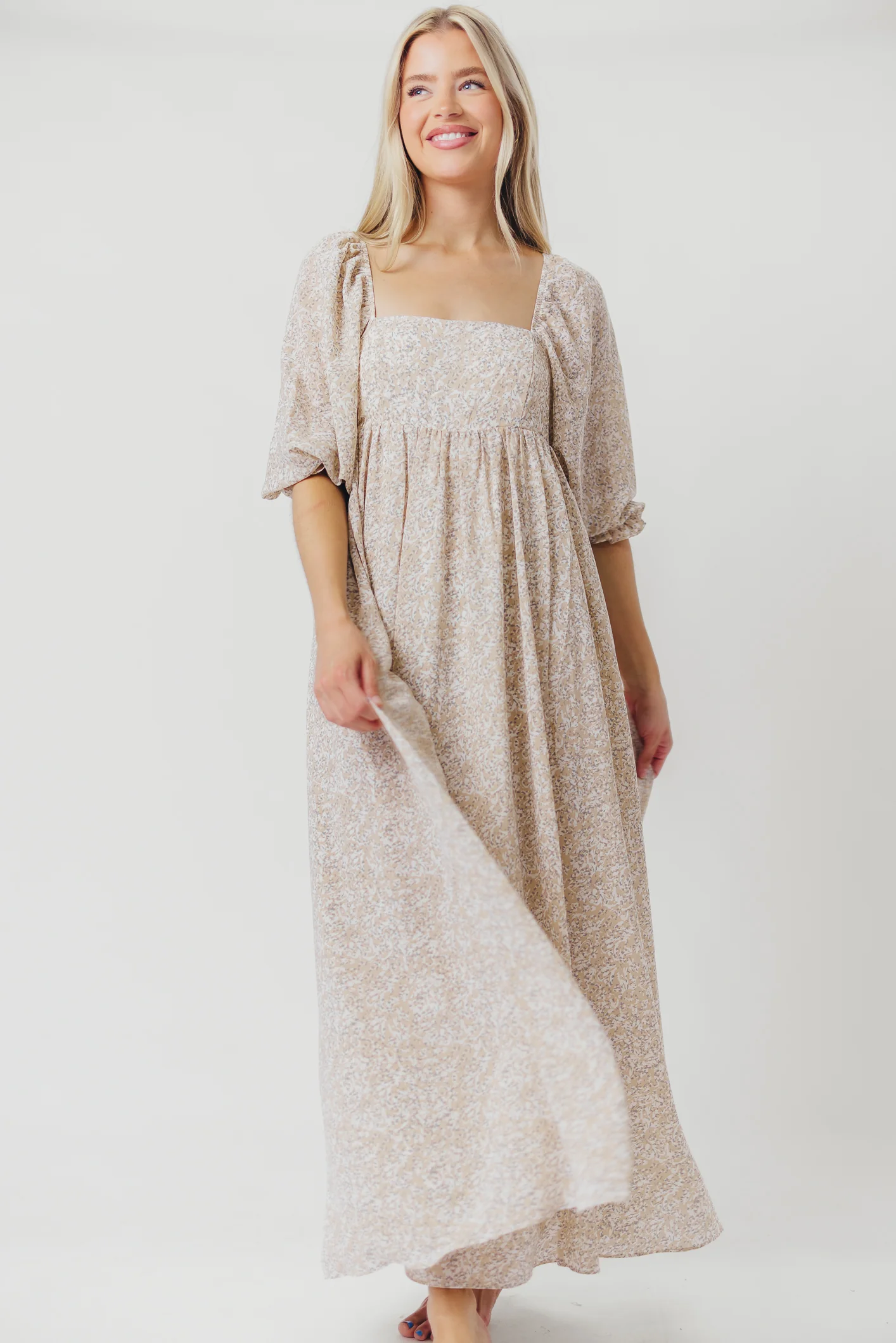 Mona 'Love Story' Maxi Dress in Beige - Bump Friendly and Inclusive Sizing - Image 24