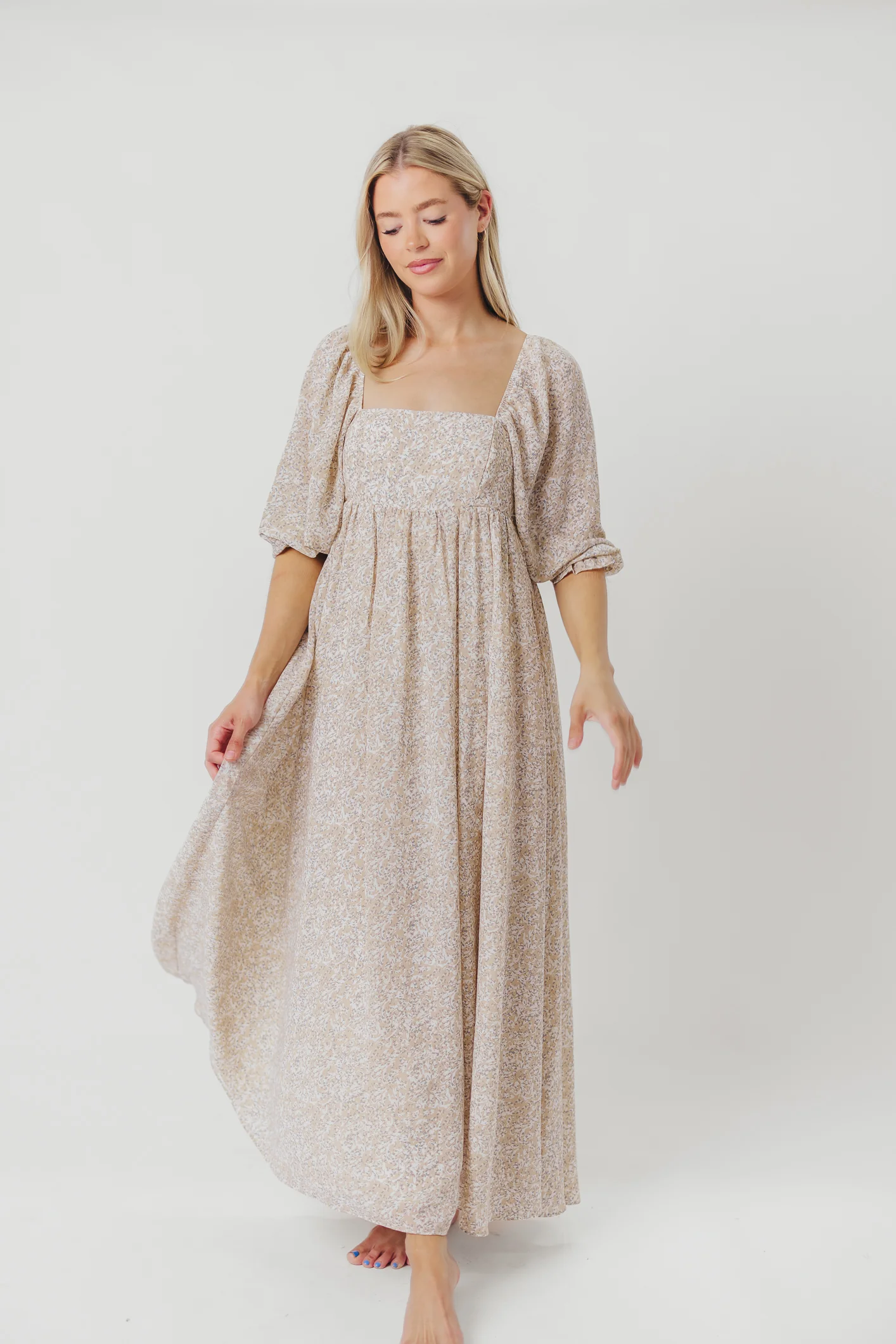 Mona 'Love Story' Maxi Dress in Beige - Bump Friendly and Inclusive Sizing - Image 25