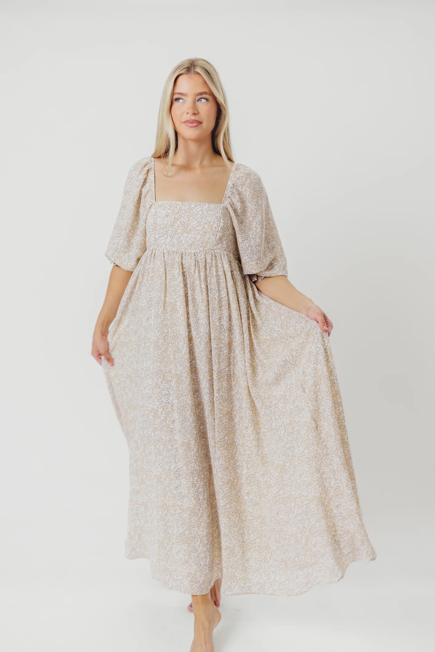 Mona 'Love Story' Maxi Dress in Beige - Bump Friendly and Inclusive Sizing - Image 28