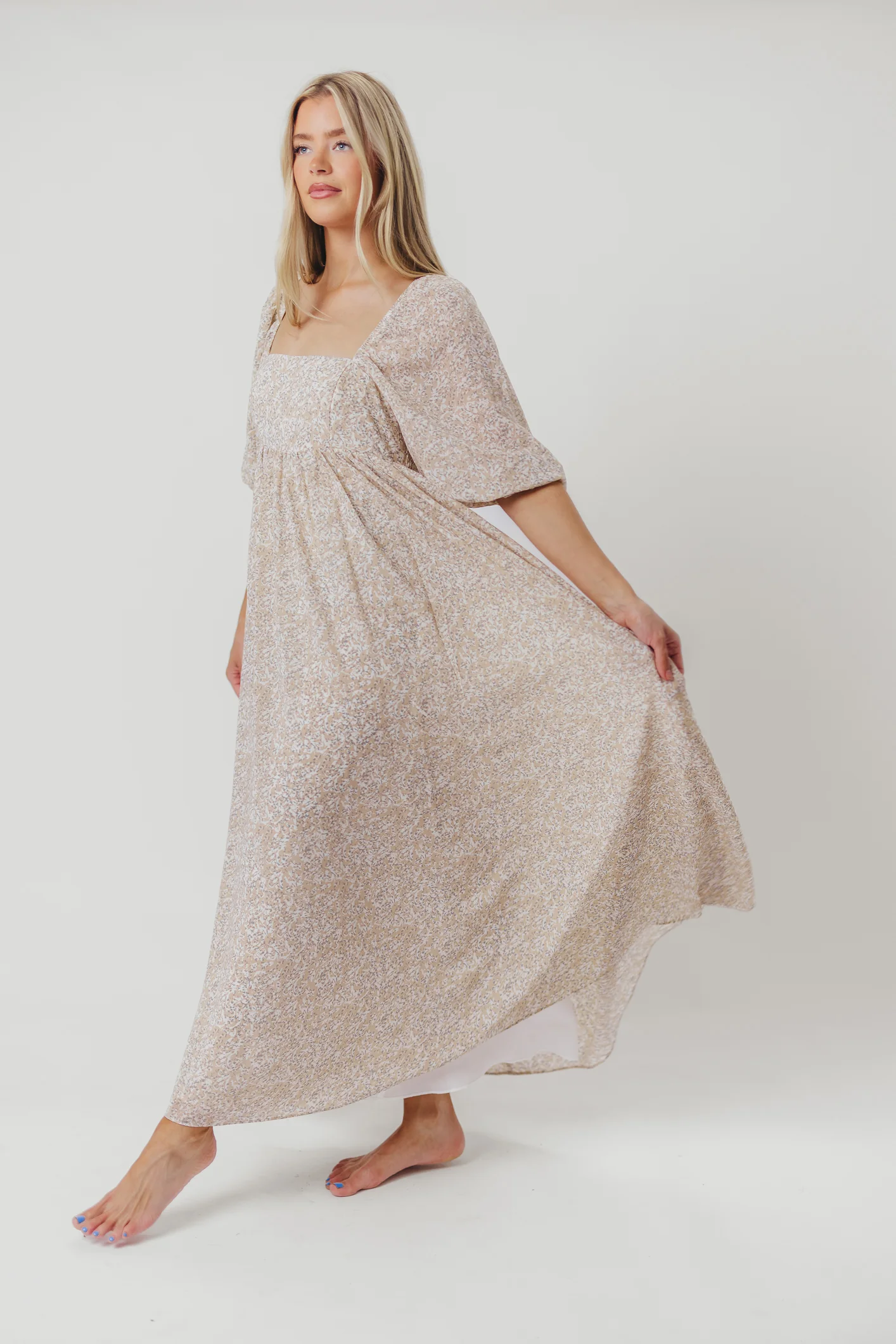 Mona 'Love Story' Maxi Dress in Beige - Bump Friendly and Inclusive Sizing - Image 32