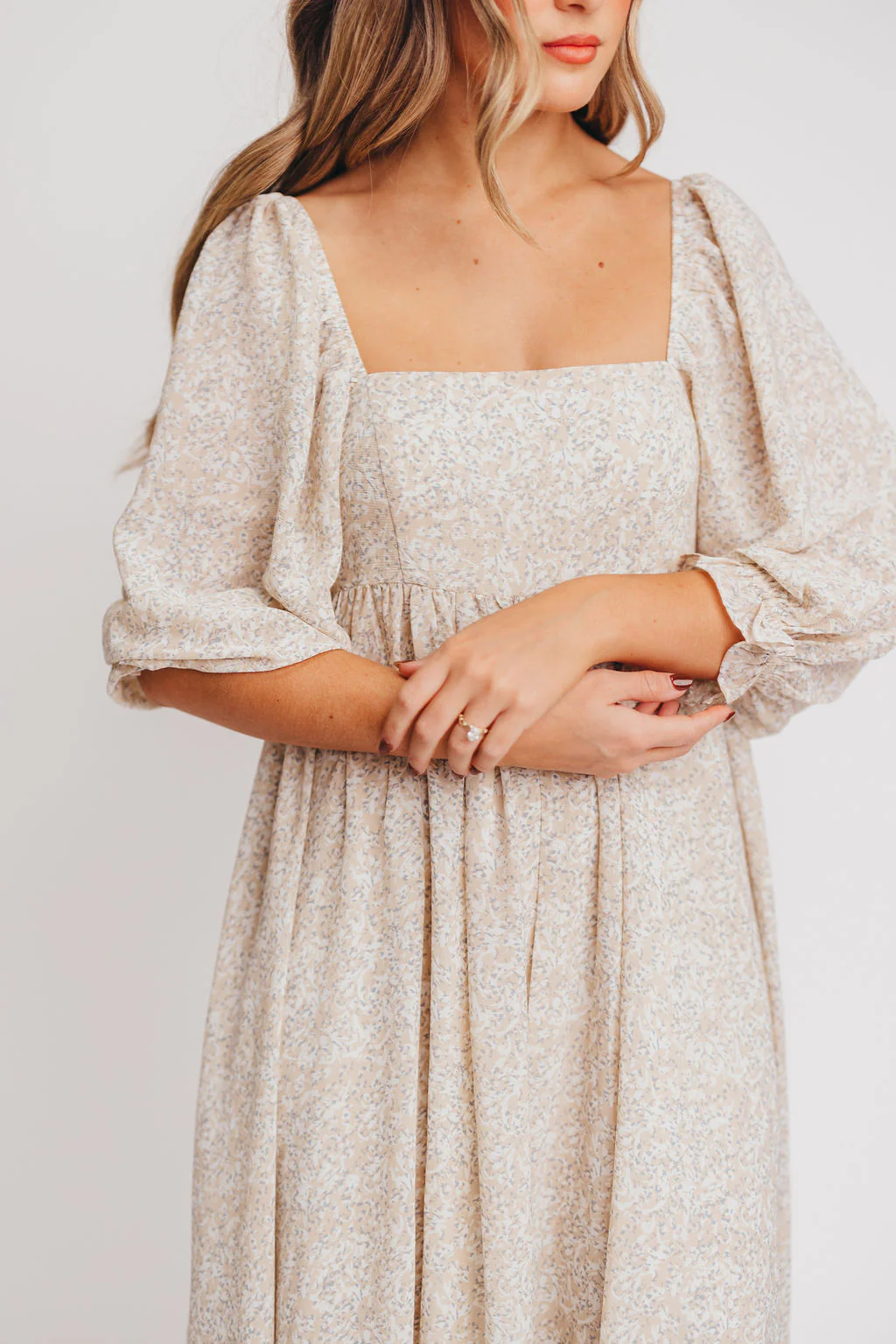 Mona 'Love Story' Maxi Dress in Beige - Bump Friendly and Inclusive Sizing - Image 4