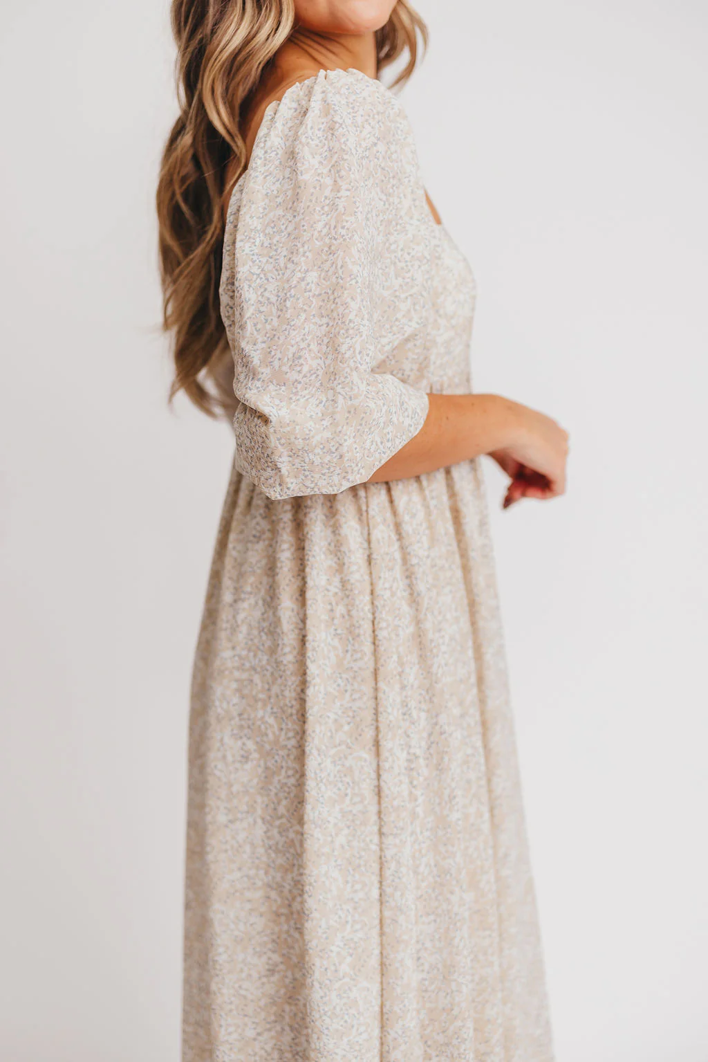 Mona 'Love Story' Maxi Dress in Beige - Bump Friendly and Inclusive Sizing - Image 7